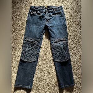 Competition Label Men's Straight Leg Blue Jeans with Quilted Knee Detail